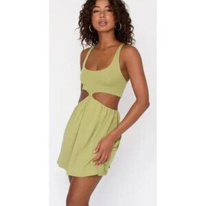 Skatie Eloise Green Mini Dress Womens XS Cut Out Sleeveless Jersey Knit